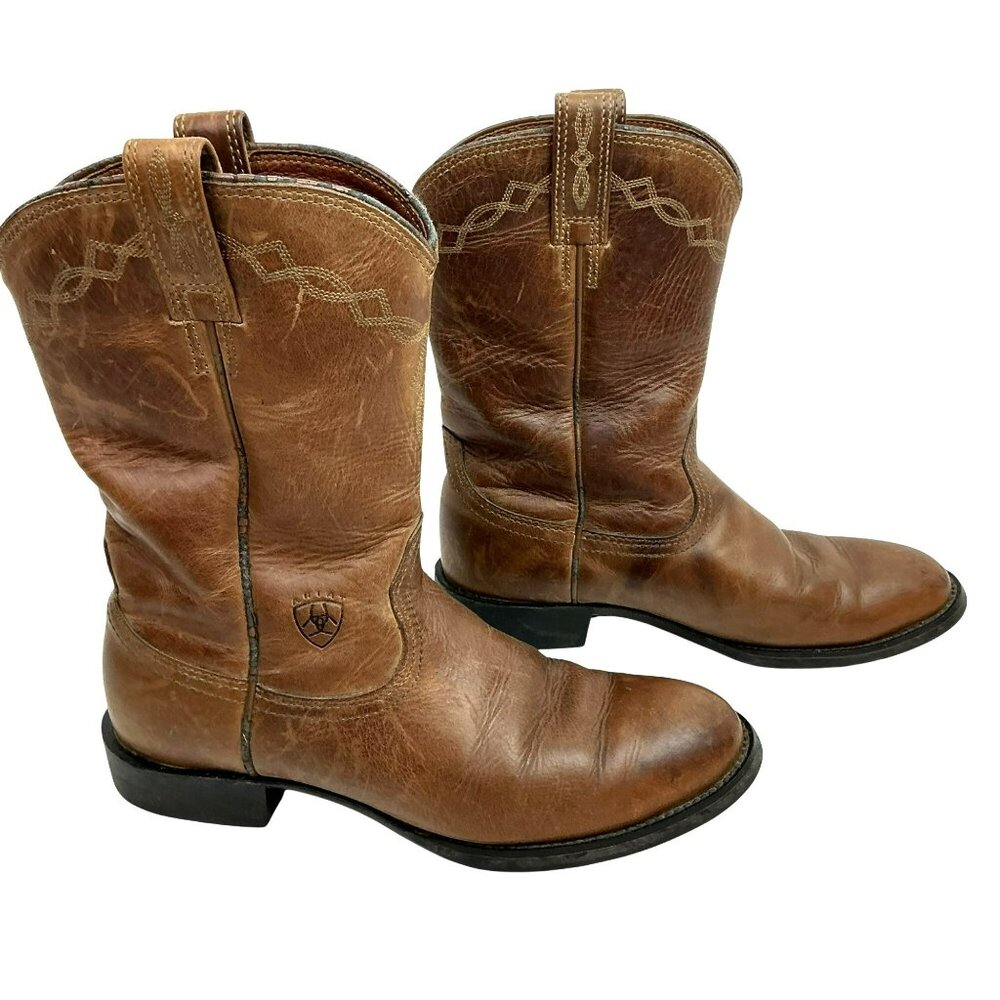 Ariat Heritage Roper Western Leather Cowboy Boots Womens 8B Brown - Picture 7 of 15